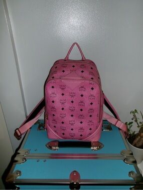 MCM Pink Visetos Monogram Backpack